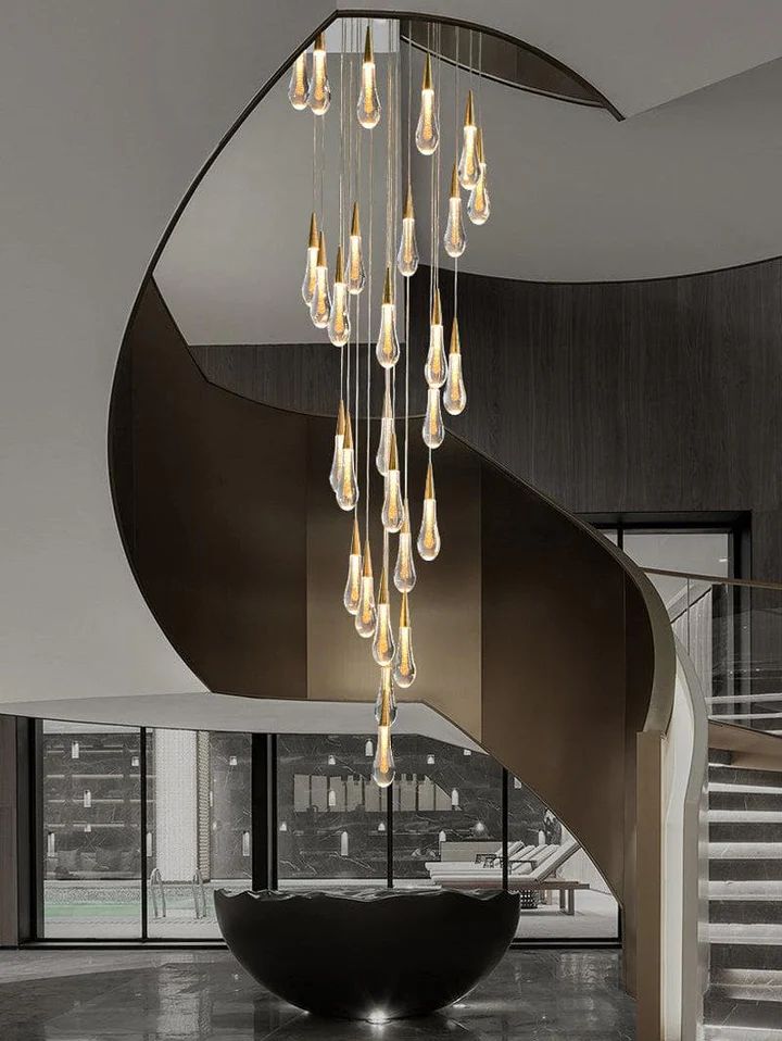 Allure Multi-LED Glass Staircase Chandelier 49 Lights