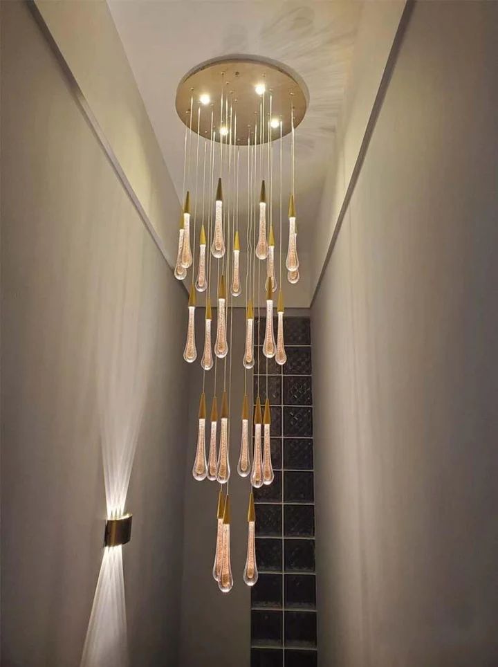 Allure Multi-LED Glass Staircase Chandelier 49 Lights