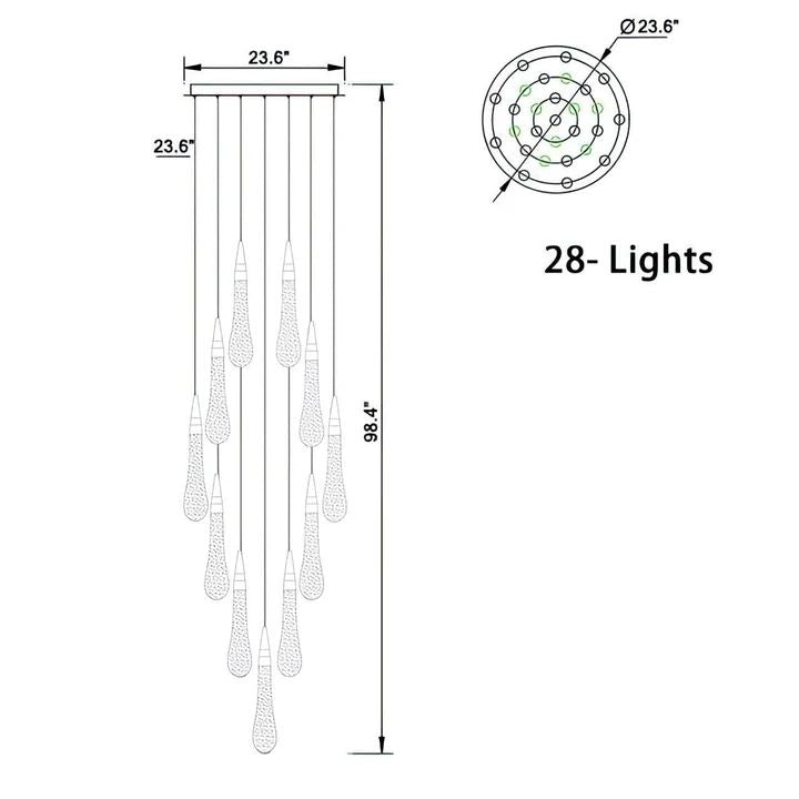 Allure Multi-LED Glass Staircase Chandelier 49 Lights