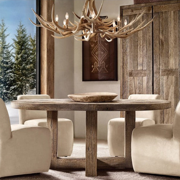 Natural Deer Antler 8 Light Chandelier 36''