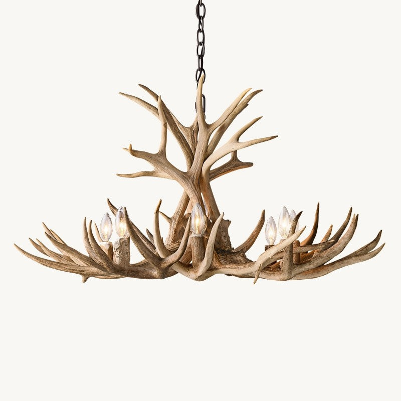 Natural Deer Antler 8 Light Chandelier 36''