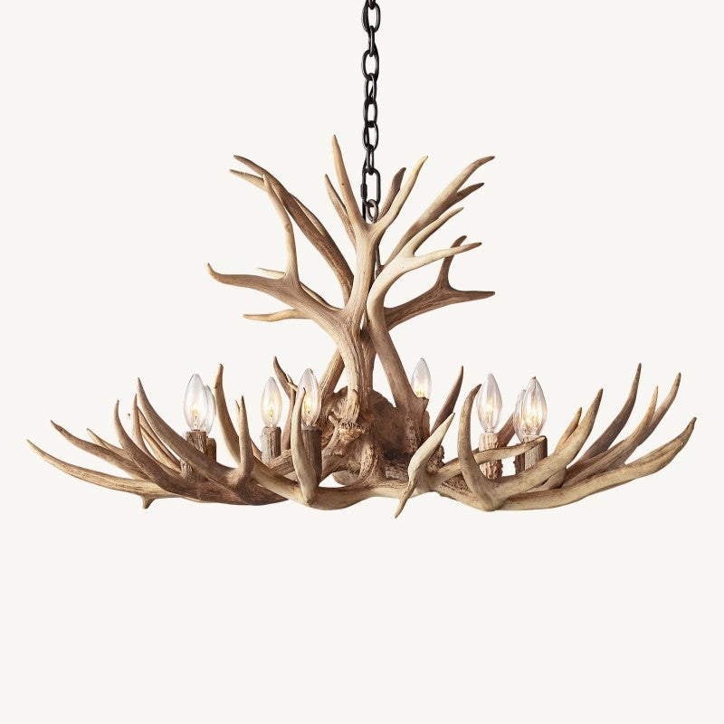 Natural Deer Antler 8 Light Chandelier 36''