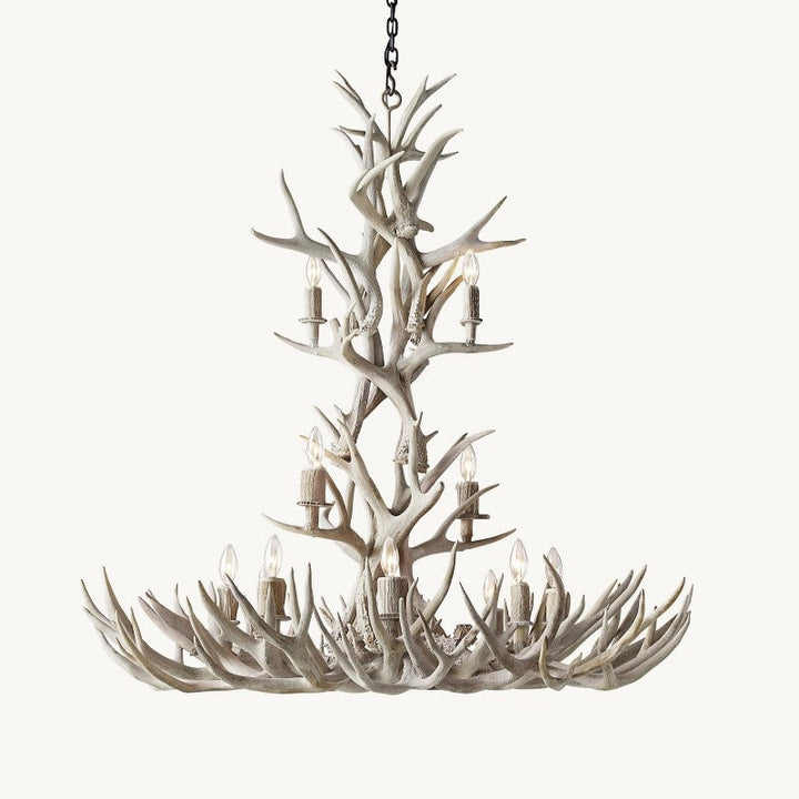 Natural Deer Antler 12 Light Chandelier 48''
