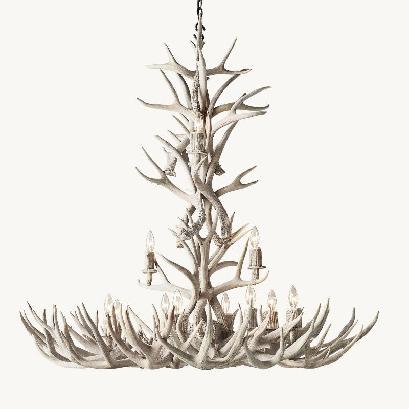 Natural Deer Antler 12 Light Chandelier 48''