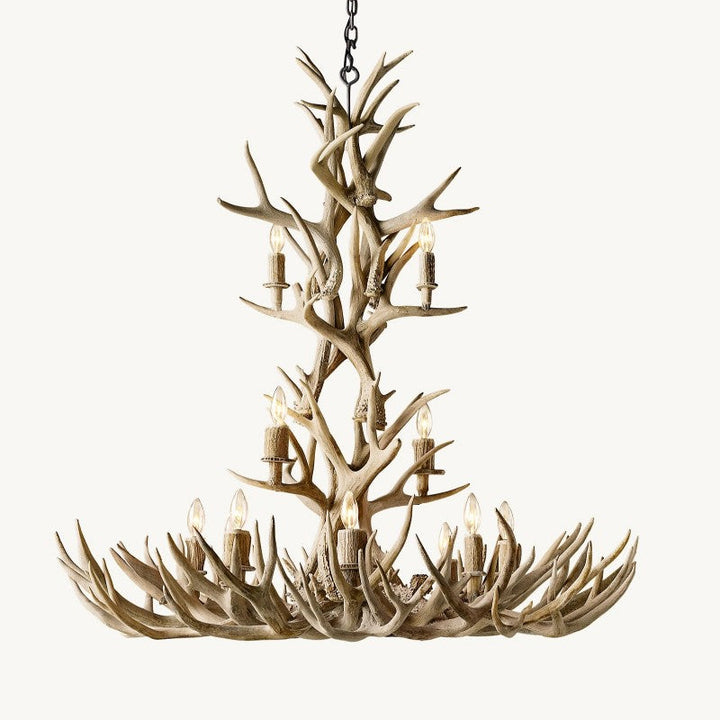 Natural Deer Antler 12 Light Chandelier 48''