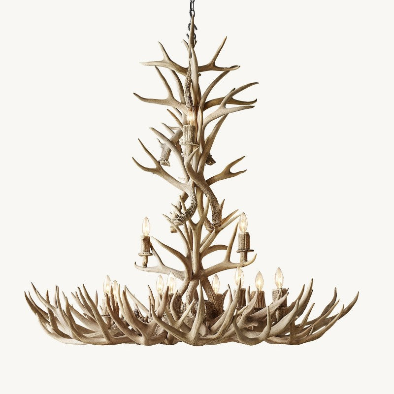 Natural Deer Antler 12 Light Chandelier 48''
