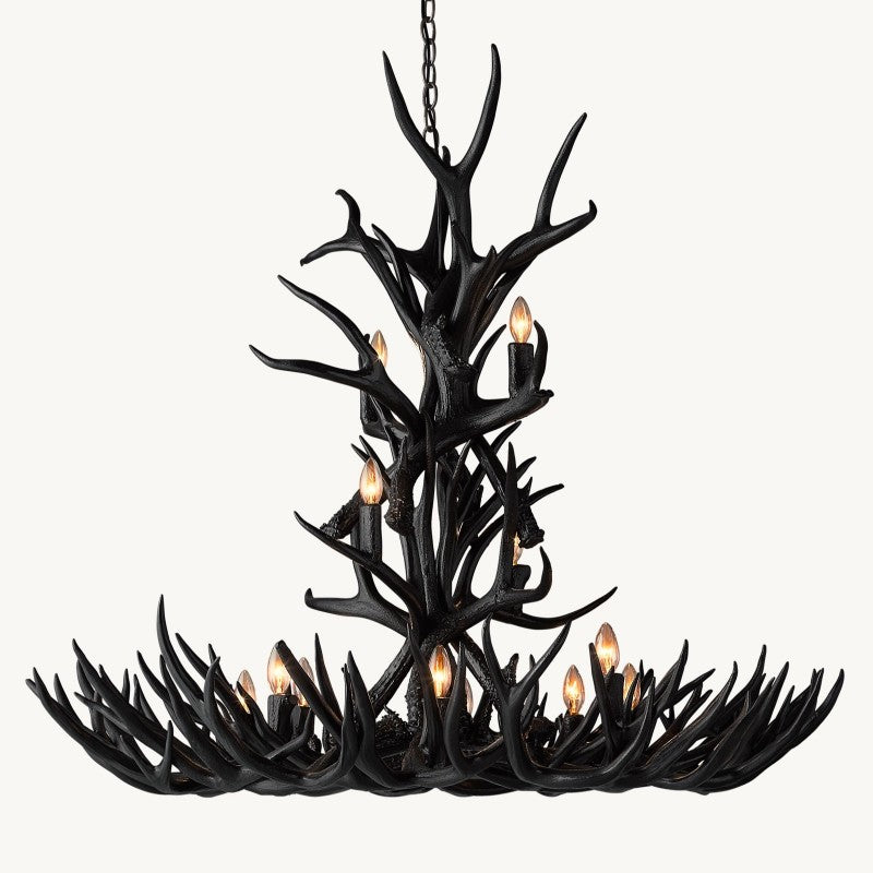 Natural Deer Antler 12 Light Chandelier 48''