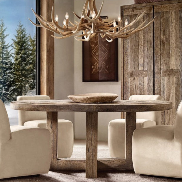 Natural Deer Antler 8 Light Chandelier 60''