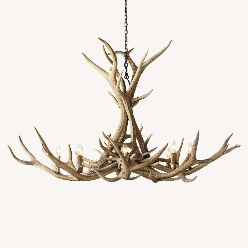 Natural Deer Antler 8 Light Chandelier 60''
