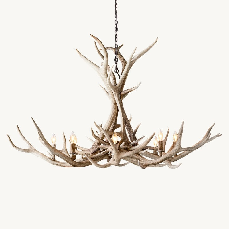 Natural Deer Antler 8 Light Chandelier 60''
