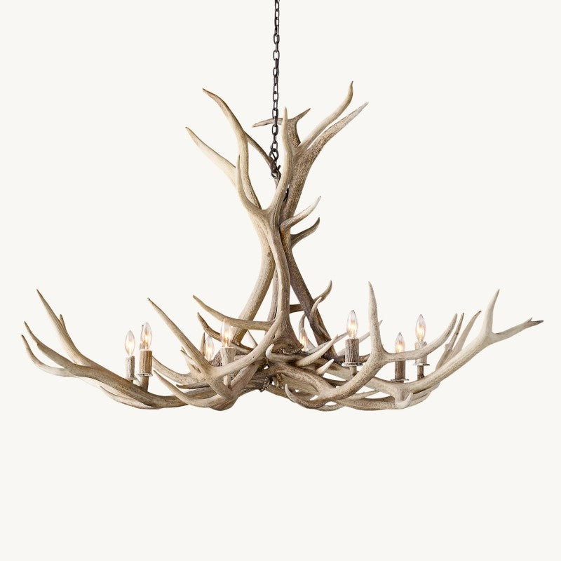 Natural Deer Antler 8 Light Chandelier 60''