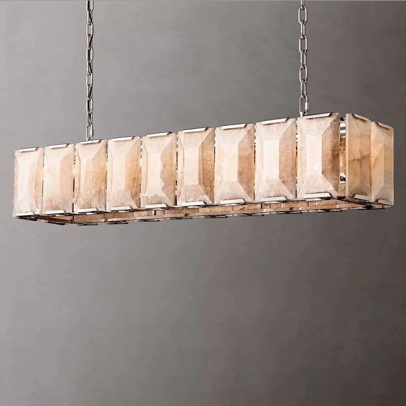 Paula Alabaster Rectangular  Dining Room Chandelier 62"