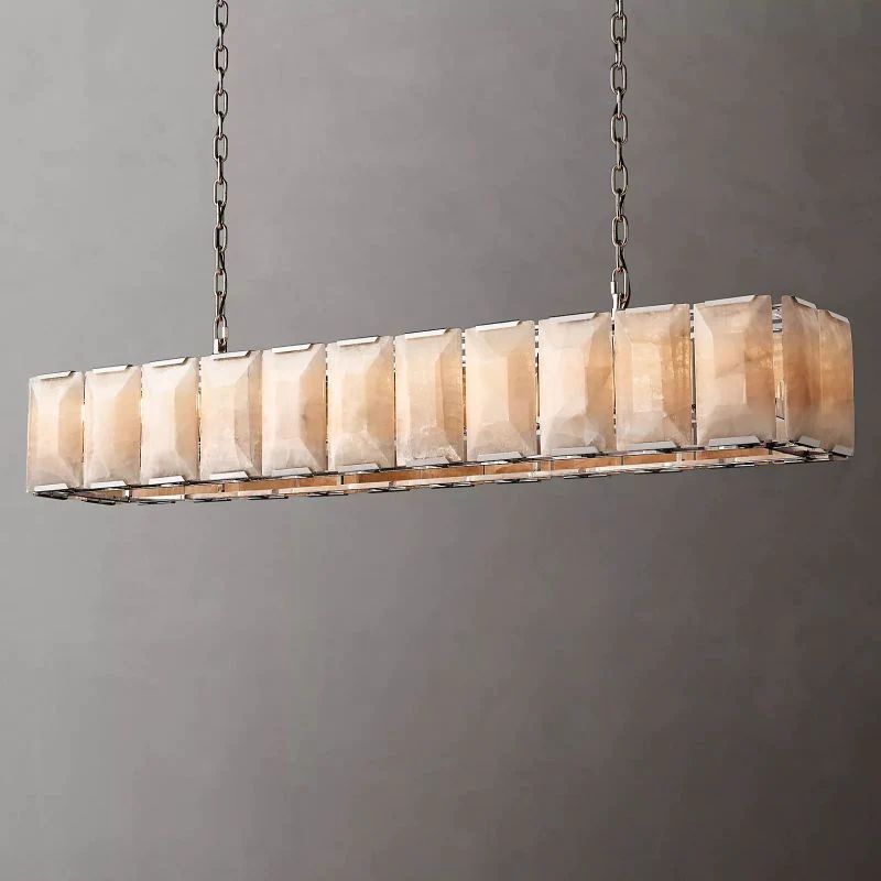 Paula Alabaster Rectangular Dining Room Chandelier 74"
