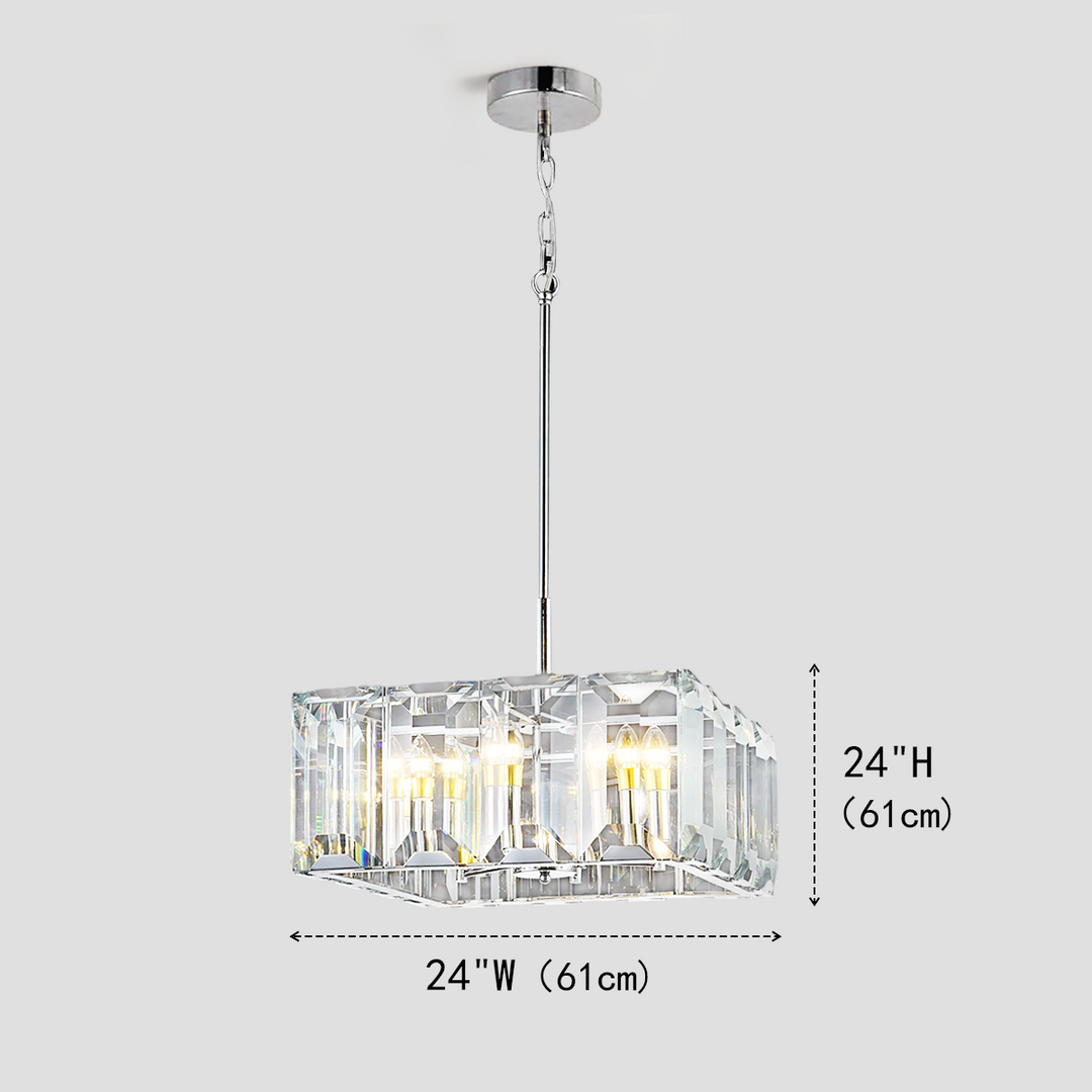 Paula Crystal Square Chandelier 24"