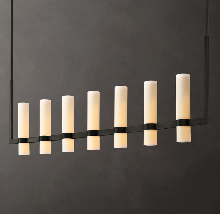 Ravello Linear Milk Glass Chandelier 59"