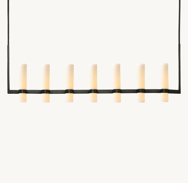 Ravello Linear Milk Glass Chandelier 59"