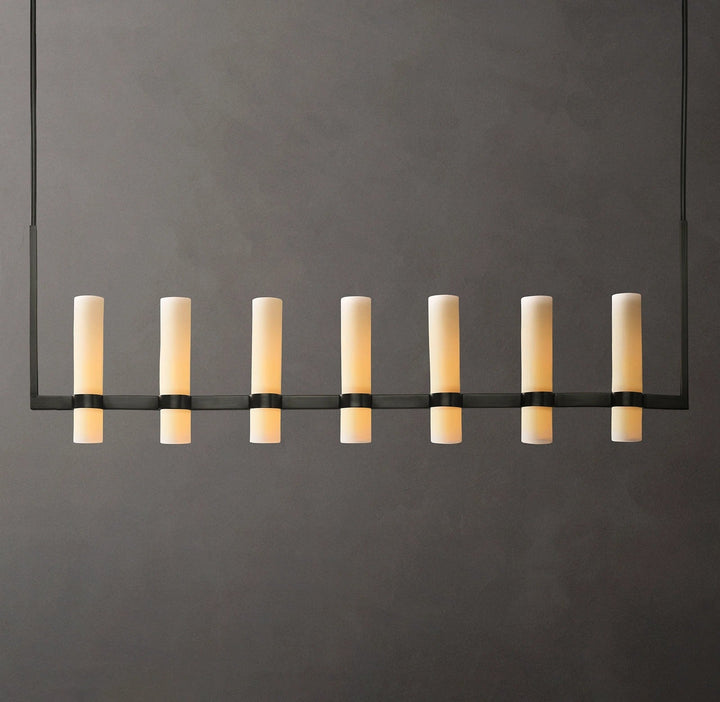 Ravello Linear Milk Glass Chandelier 59"