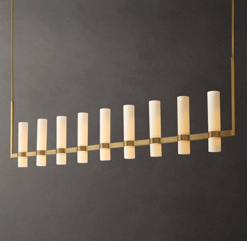 Ravello Linear Milk Glass Chandelier 71"