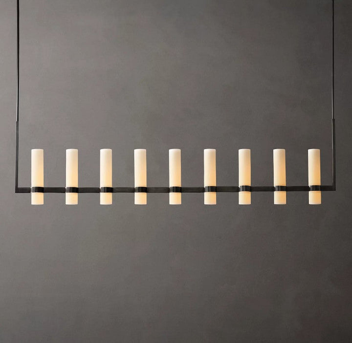 Ravello Linear Milk Glass Chandelier 71"