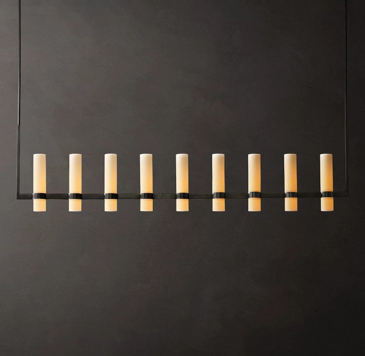 Ravello Linear Milk Glass Chandelier 71"