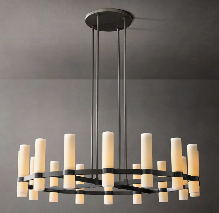 Ravello Round Milk Glass Chandelier 48"