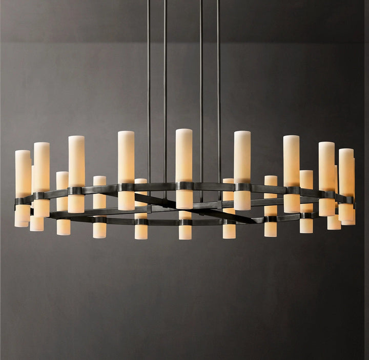 Ravello Round Milk Glass Chandelier 60"