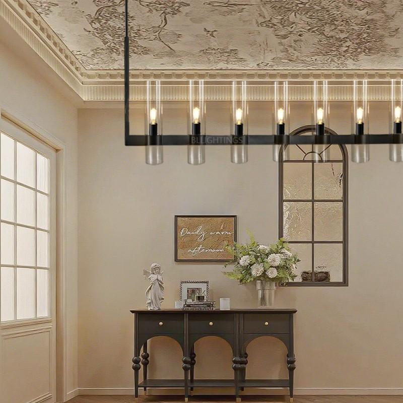 Ravello Modern Clear Glass Linear Chandelier 59"