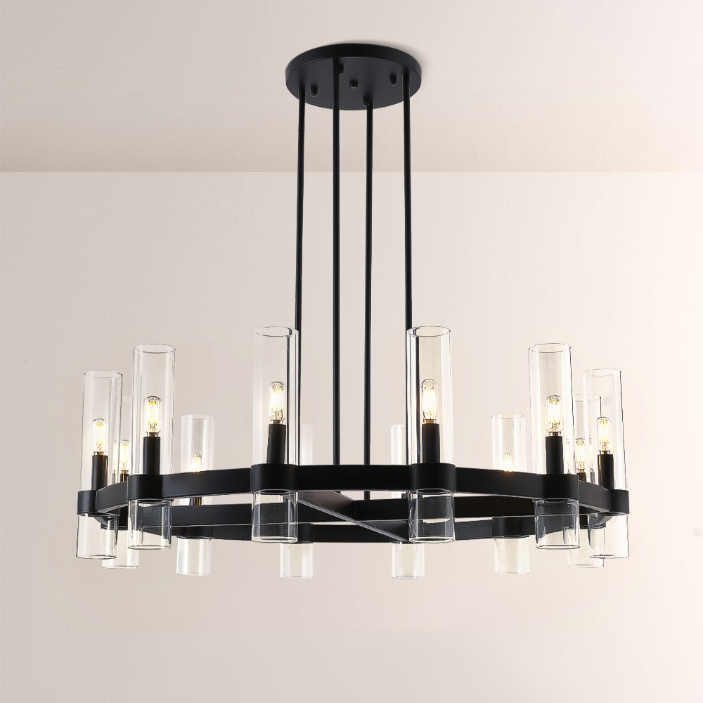 Ravello Modern Clear Glass Round Chandelier 36"