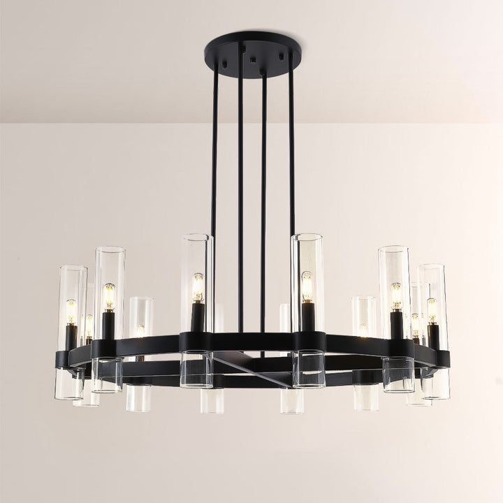 Ravello Modern Clear Glass Round Chandelier 36"