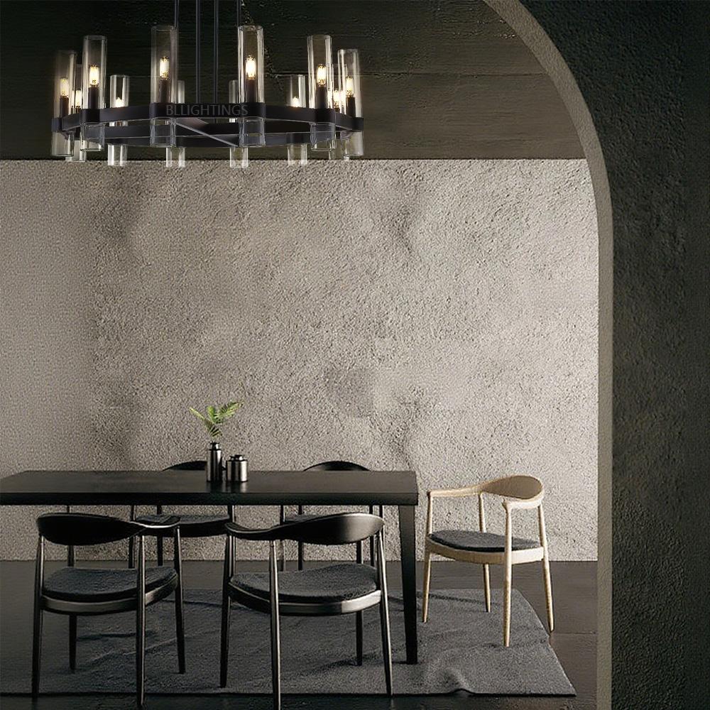 Ravello Modern Clear Glass Round Chandelier 36"