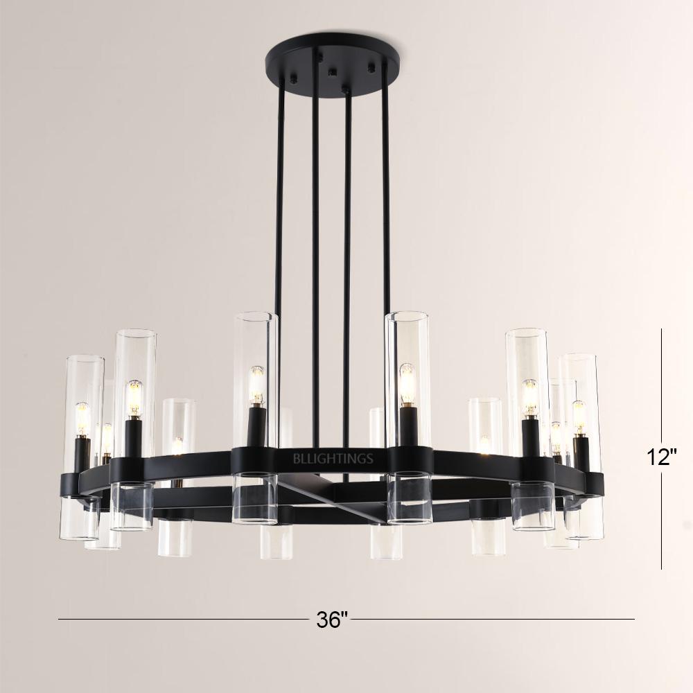 Ravello Modern Clear Glass Round Chandelier 36"