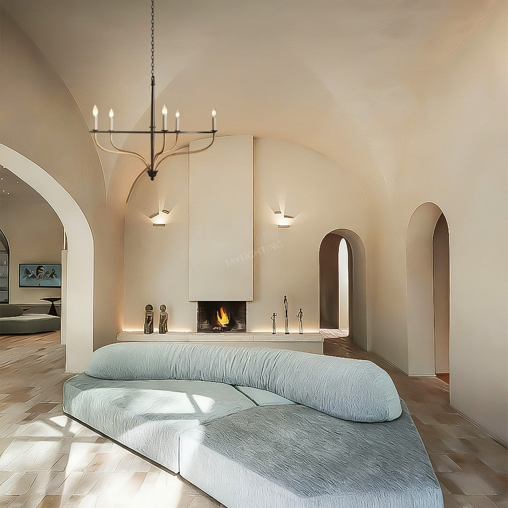 Rosaline Rattan Chandelier in Black