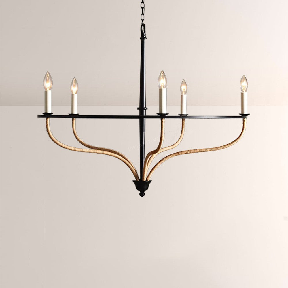Rosaline Rattan Chandelier in Black