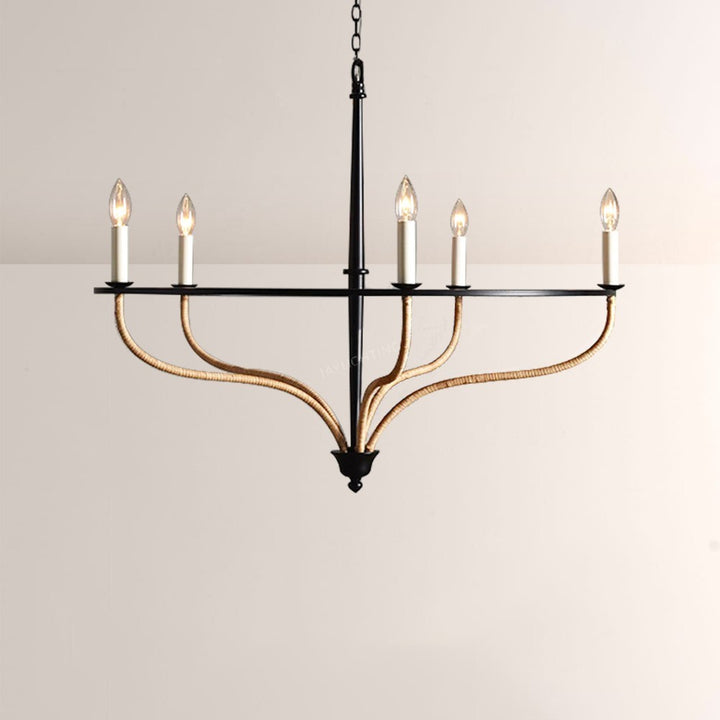 Rosaline Rattan Chandelier in Black