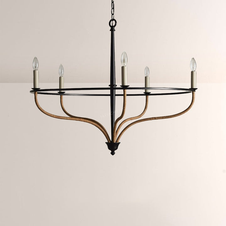 Rosaline Rattan Chandelier in Black
