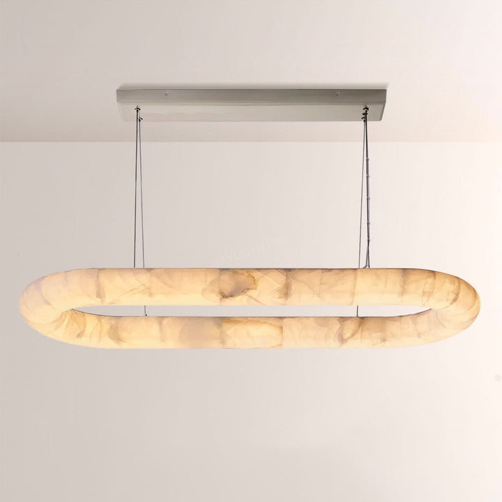 Alabaster Riven Oval Chandelier 57″W