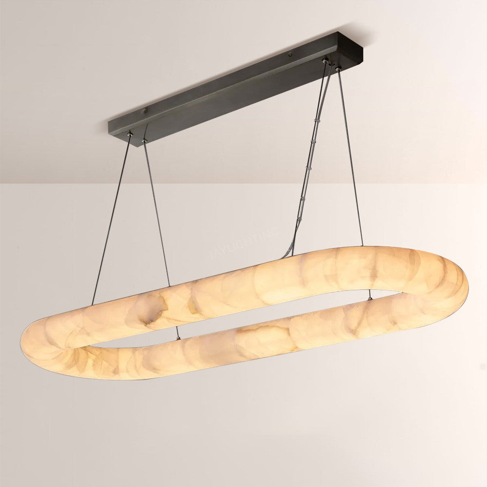 Alabaster Riven Oval Chandelier 57″W