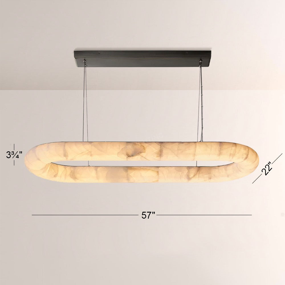 Alabaster Riven Oval Chandelier 57″W