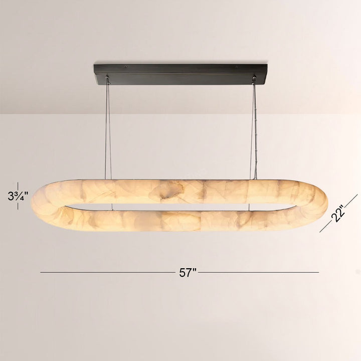 Alabaster Riven Oval Chandelier 57″W