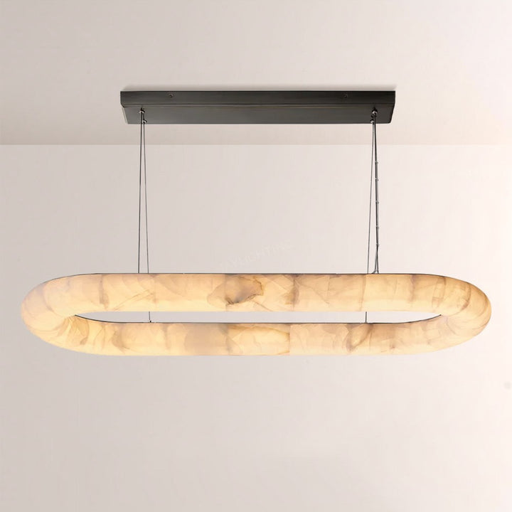 Alabaster Riven Oval Chandelier 57″W