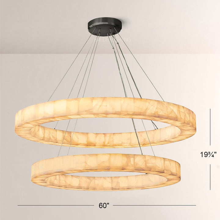 Rivale 2-Tier Round Calcite Chandelier 60"