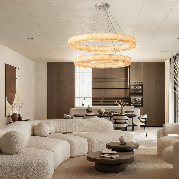 Rivale 2-Tier Round Calcite Chandelier 60"