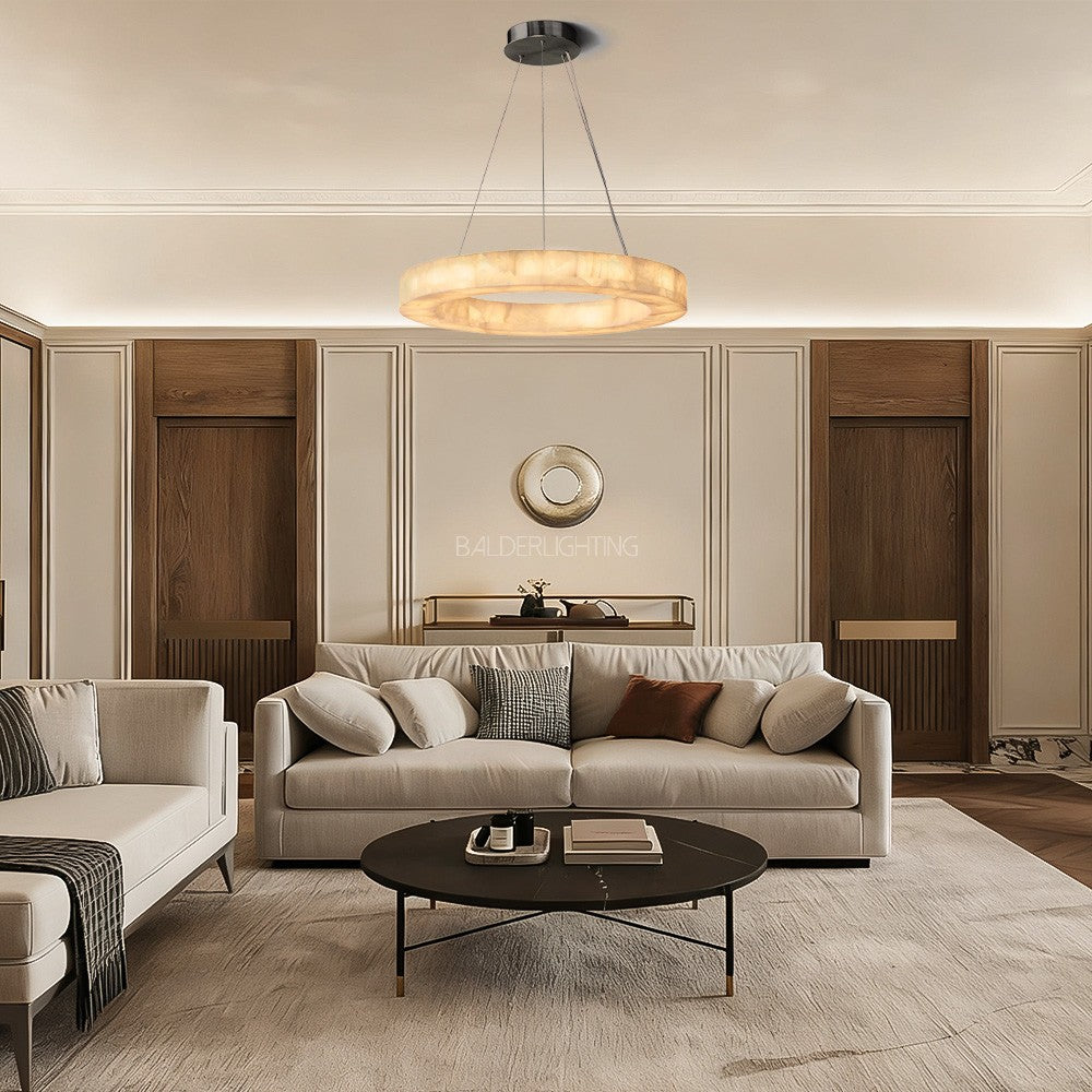 Rivale Round Calcite Chandelier 31"