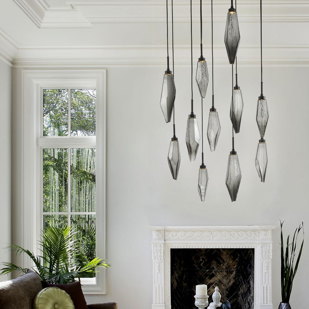 Rock Crystal Cluster Round Chandelier