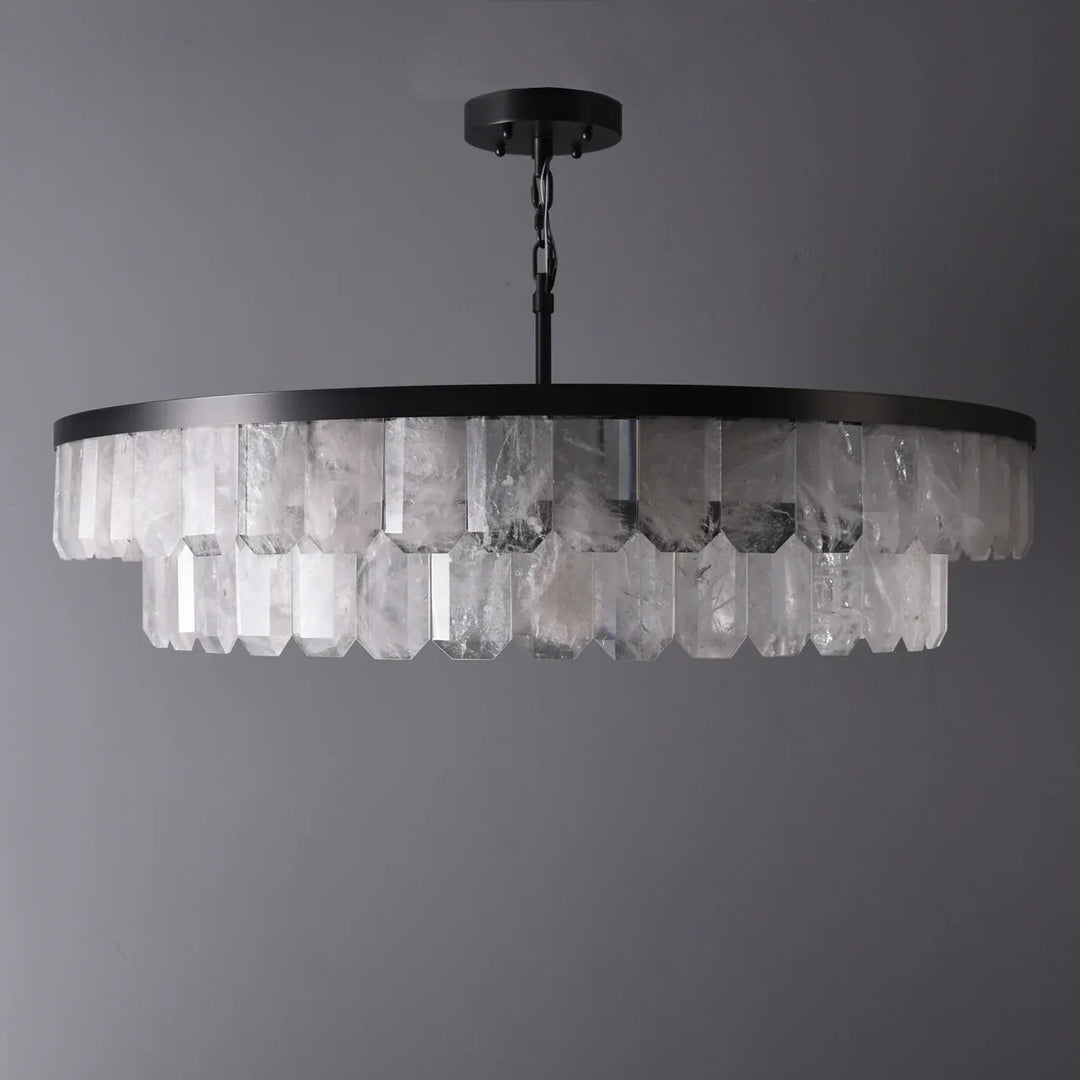 Rolande Double Rock Crystal Round Chandelier