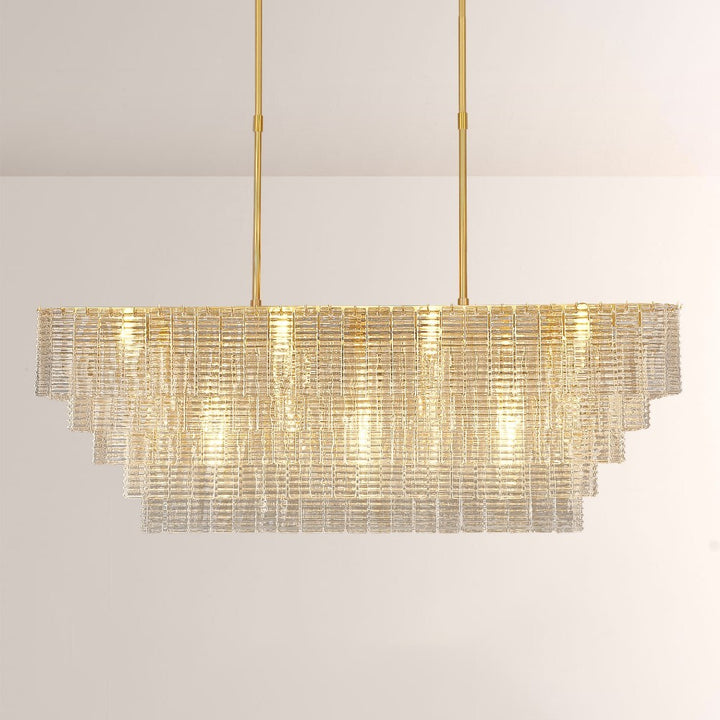 Samurai Clear Rectangle Chandelier 59"W