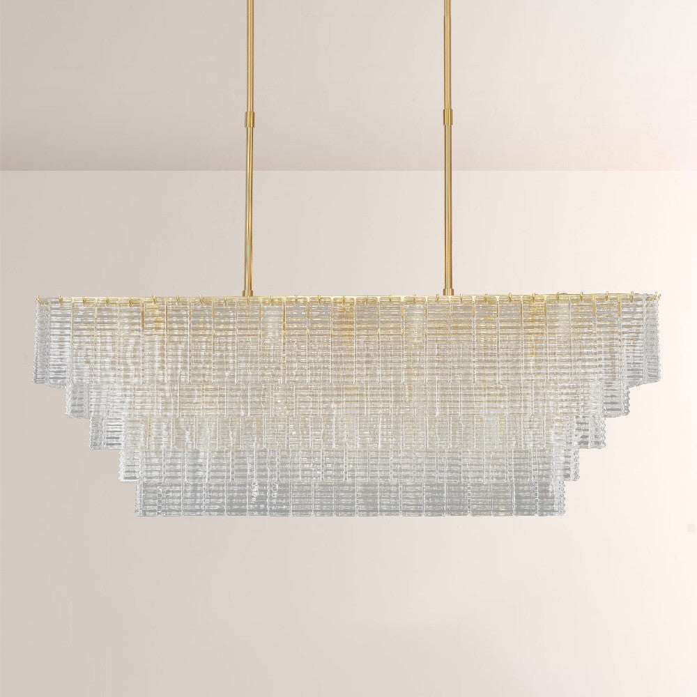 Samurai Clear Rectangle Chandelier 59"W