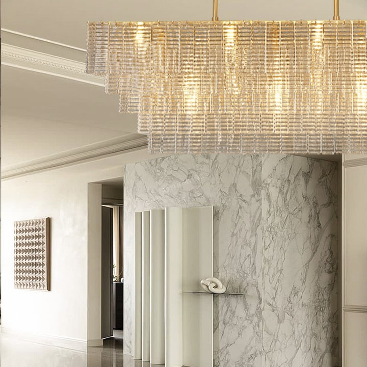 Samurai Clear Rectangle Chandelier 59"W