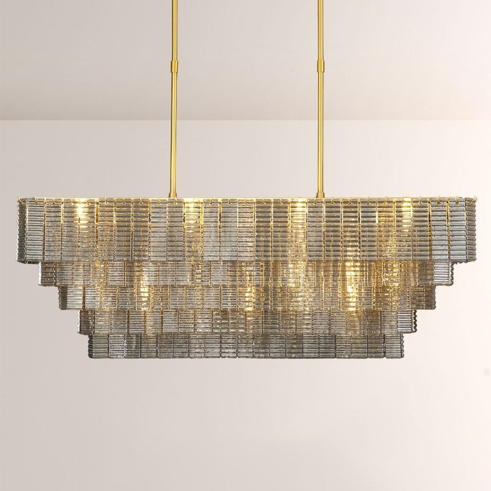 Samurai Smoke Rectangle Chandelier 59"W