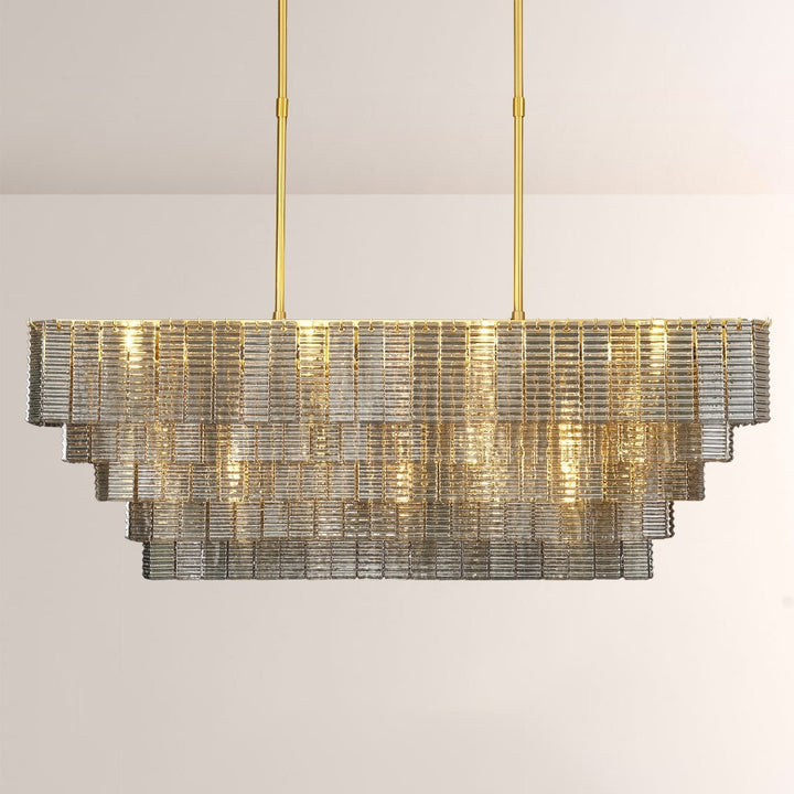Samurai Smoke Rectangle Chandelier 59"W